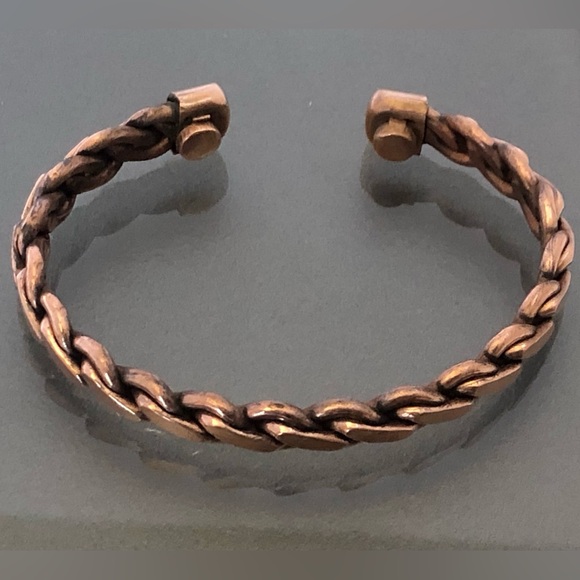 Pure Copper Heavy Twist Design Magnetic Bracelet Energy Cuff Bangle - Picture 3 of 4